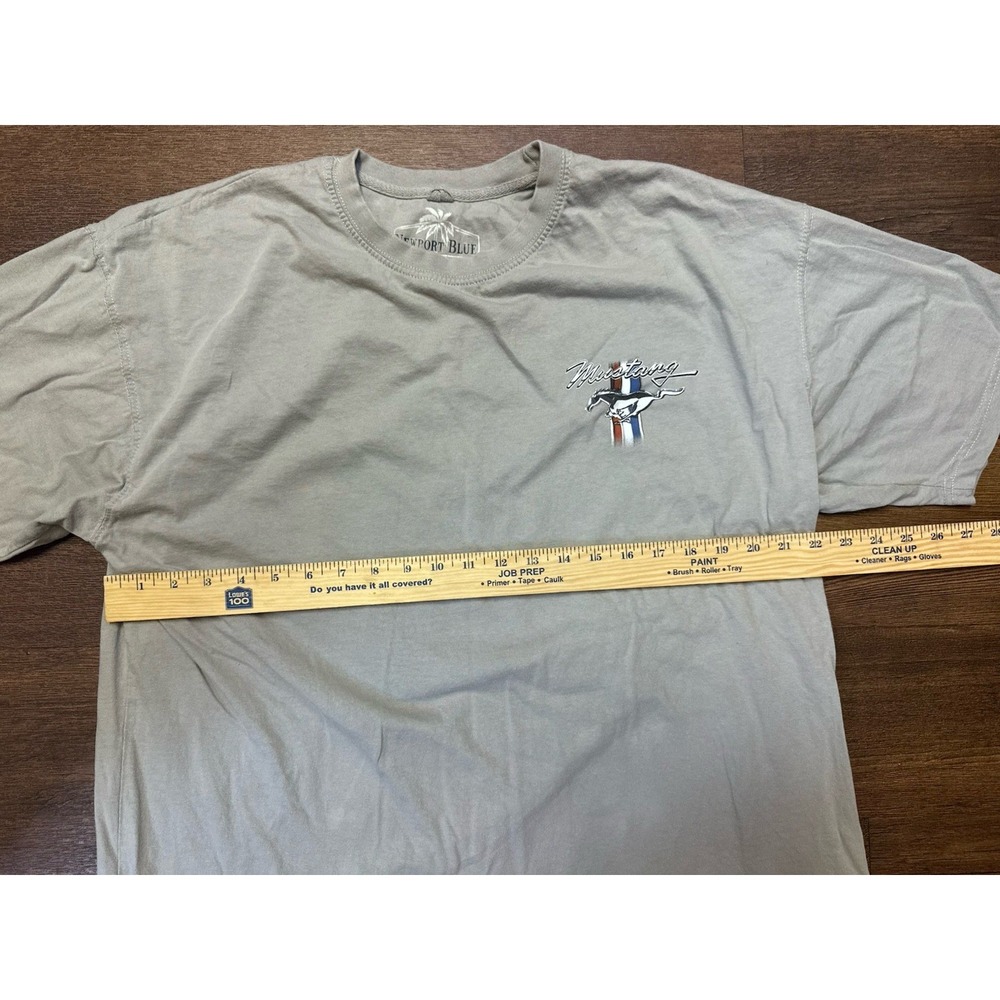 Newport Blue Mustang Shirt Mens XXL Gray Graphic Muscle Car Unleashed Ford - Picture 5 of 8